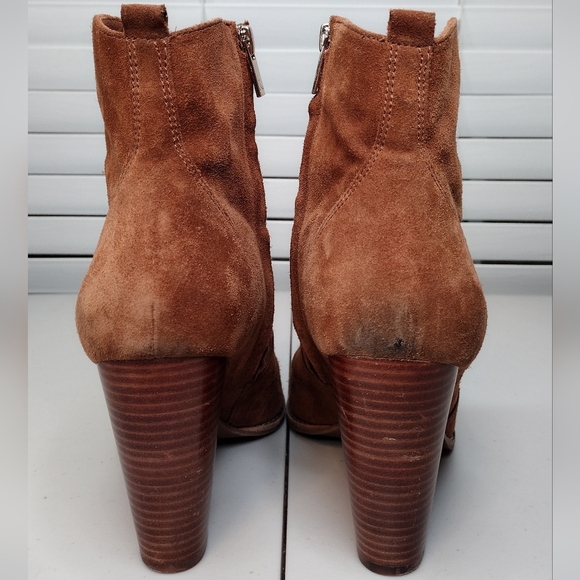 Joie Dalton Brown Suede Zipper Stacked Heel Ankle Booties Sz 11 - Picture 5 of 13